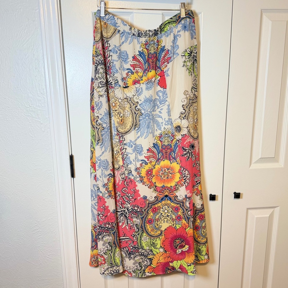 NEW Chicos Patchwork Floral Maxi Skirt Multicolor Pink Paisley Skirt Chicos 3 XL - Picture 9 of 13